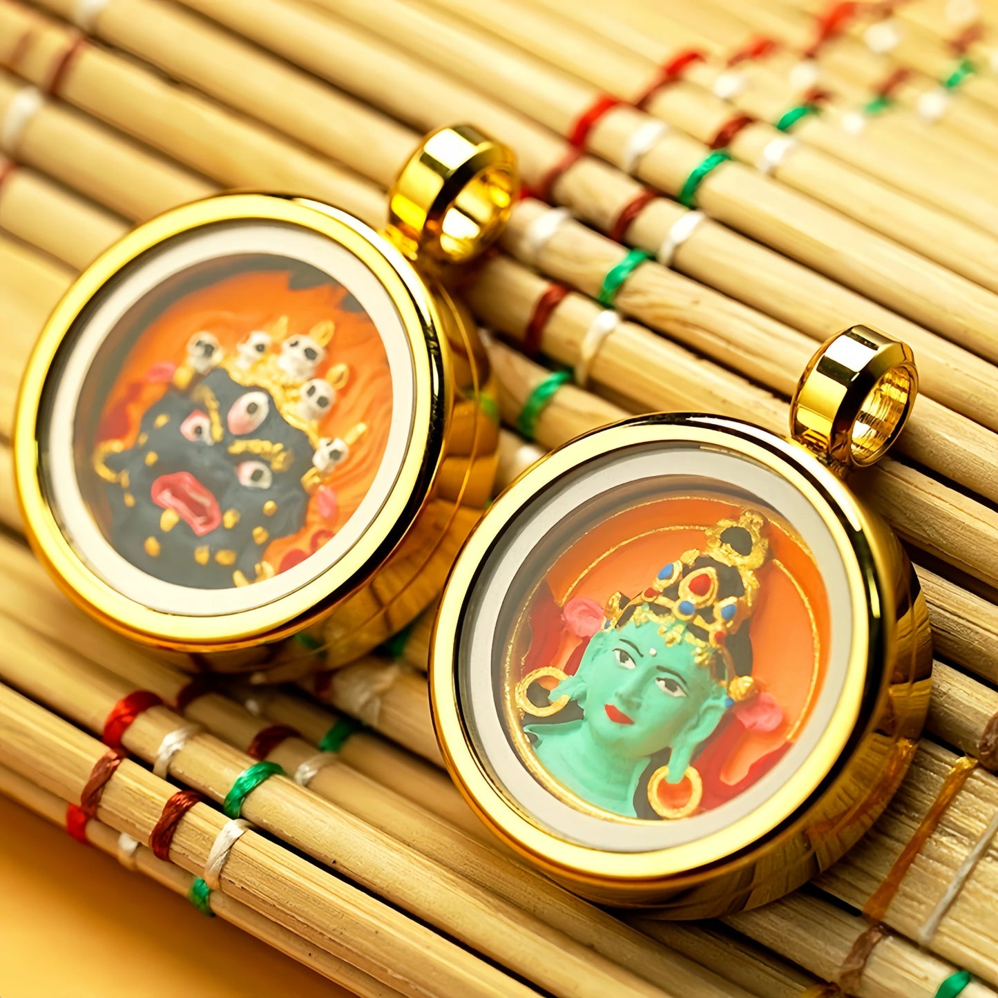 Golden Miniature Frame with Transparent Glass Window - Protective Spiritual Jewelry Display