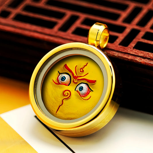 Yellow Wealth Eye in Glass Gau Box - Material Abundance & Financial Security Necklace