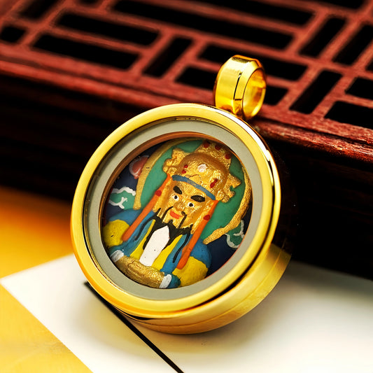 Mini Five Lords Wealth Deity Necklace with Glass Gau Box - Rapid Wealth Jewelry