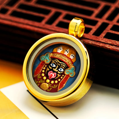 Mini Zhagilhamu Thangka Necklace with Glass Gau Box - Female Wealth Deity Jewelry