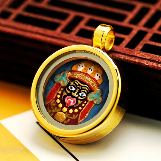 Mini Zhagilhamu Thangka Necklace with Glass Gau Box - Female Wealth Deity Jewelry