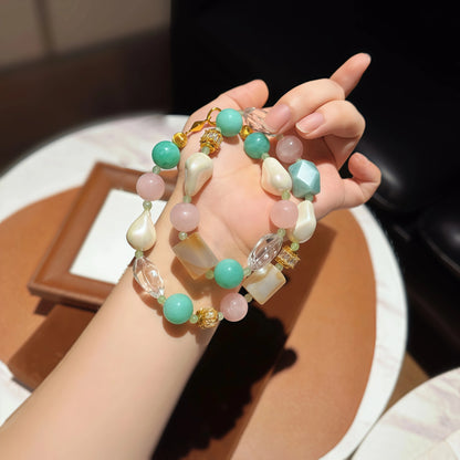 Multicolor Irregular Gemstone NecklaceRose Quartz, Amazonite, Clear Crystal, Agate