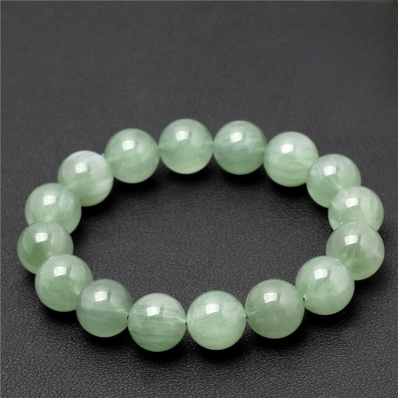 Green Rabbit Hair Quartz Beaded Bracelet - 7-15mm Rare Actinolite Fiber Inclusion for Wealth