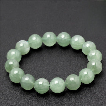 Green Rabbit Hair Quartz Beaded Bracelet - 7-15mm Rare Actinolite Fiber Inclusion for Wealth