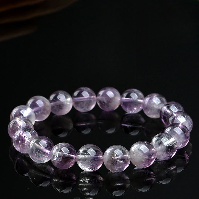 Natural Violet Purple Rabbit Hair Quartz Bracelet - Fuzzy Rutilated Amethyst Gemstone Beads for Wealth & Protection, 8-14mm Healing Crystal Jewelry
