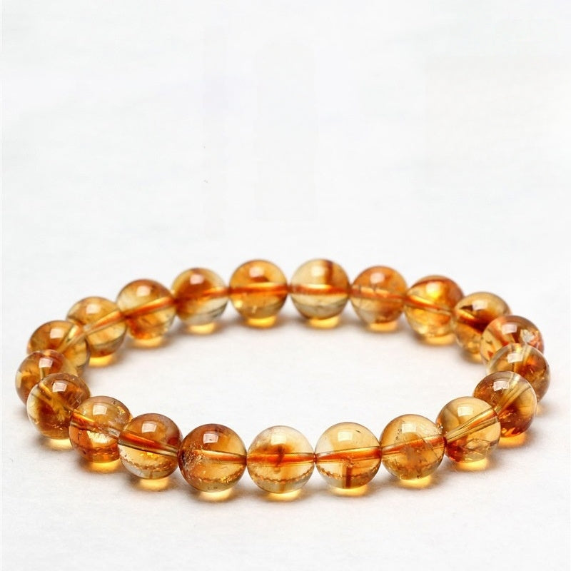 7A Natural Citrine Pyramid Bead Bracelet - Healing Crystal Energy Jewelry for Wealth & Success