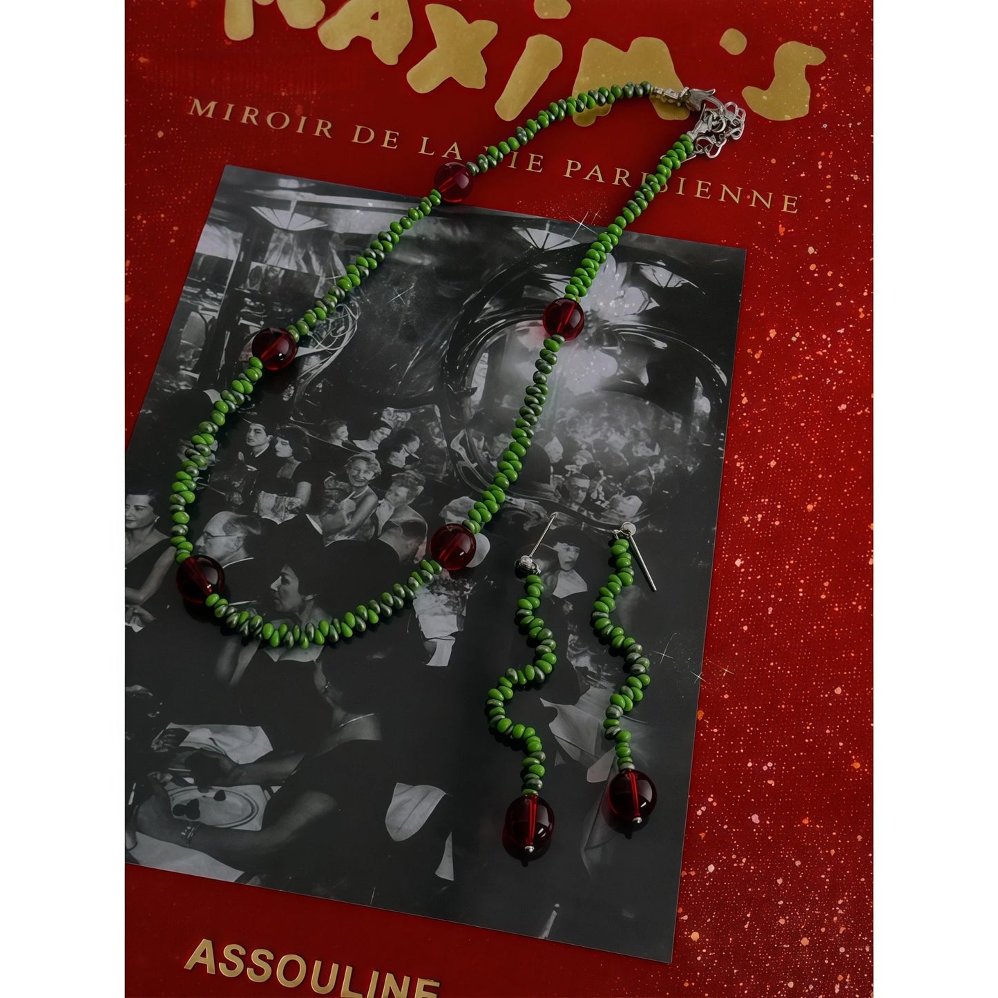 Oasis Flower - Irregular Twisted Czech Glass Bead Drop Earrings & Necklace Set - Creativity & Passion