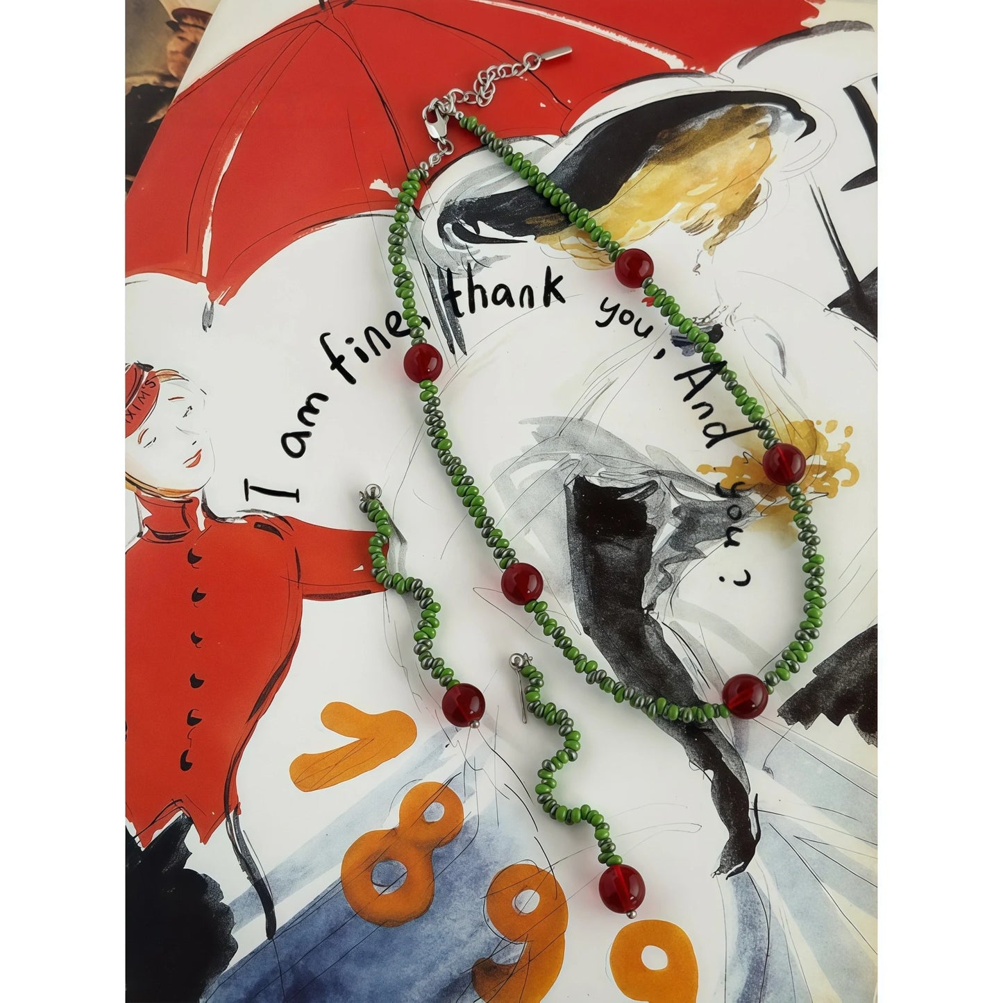 Oasis Flower - Irregular Twisted Czech Glass Bead Drop Earrings & Necklace Set - Creativity & Passion