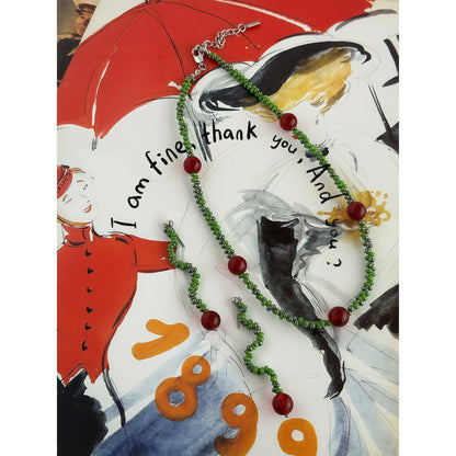 Oasis Flower - Irregular Twisted Czech Glass Bead Drop Earrings & Necklace Set - Creativity & Passion