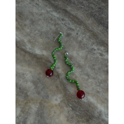 Oasis Flower - Irregular Twisted Czech Glass Bead Drop Earrings & Necklace Set - Creativity & Passion