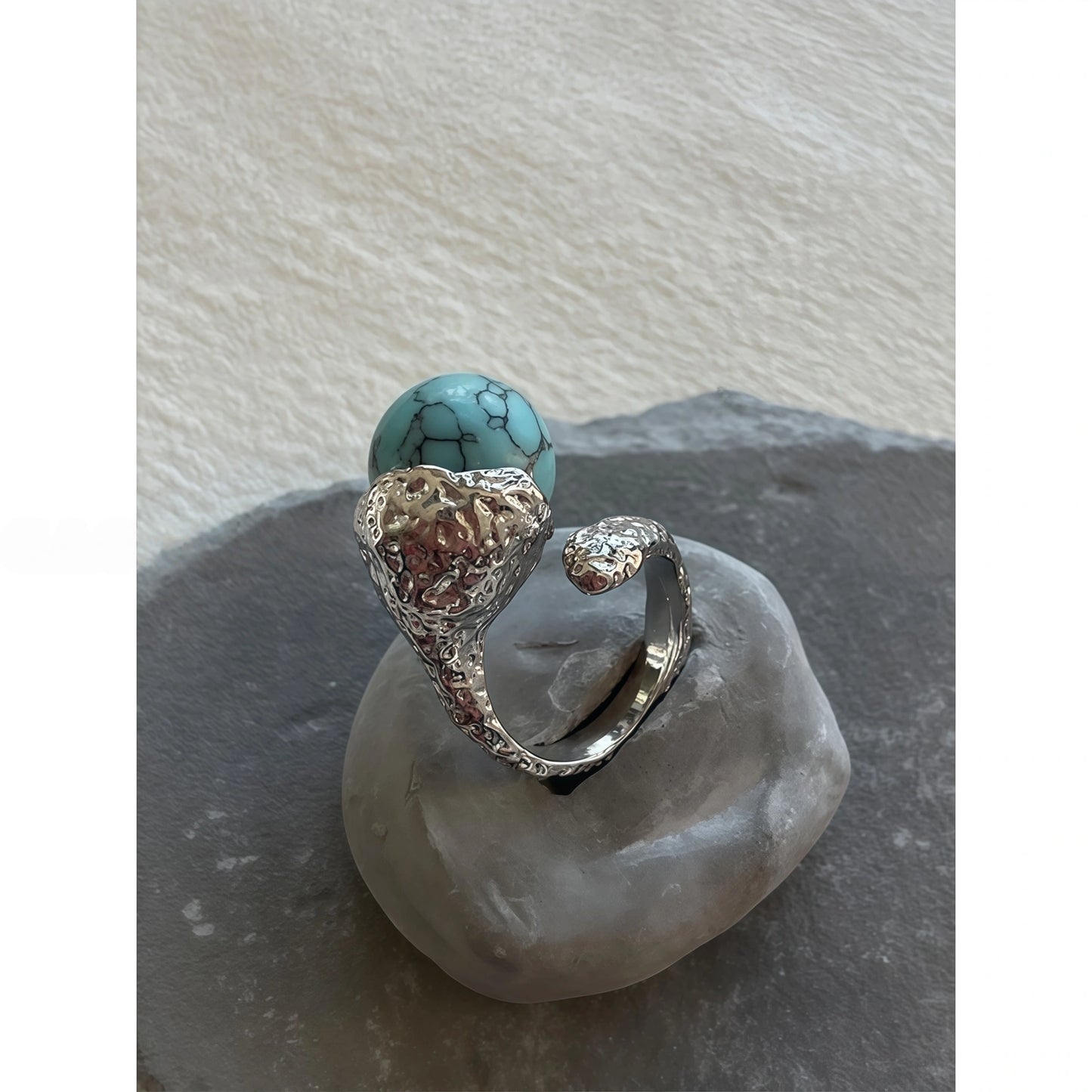 Abstract River Design Matte Silver Adjustable Ring（副本）