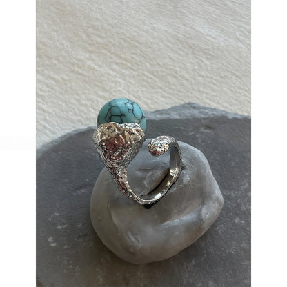 Abstract River Design Matte Silver Adjustable Ring（副本）