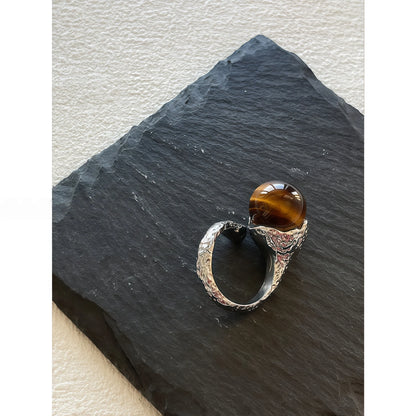 Abstract River Design Matte Silver Adjustable Ring（副本）
