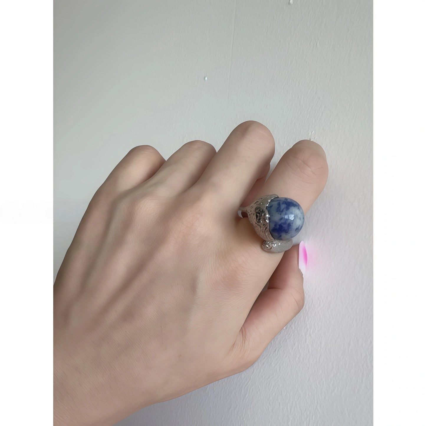 Abstract River Design Matte Silver Adjustable Ring（副本）