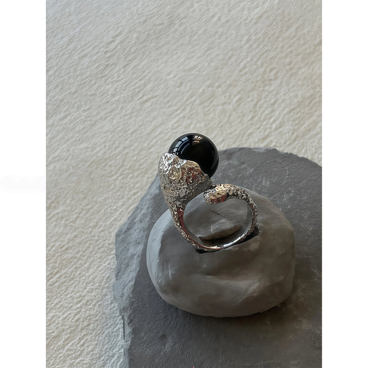 Abstract River Design Matte Silver Adjustable Ring（副本）