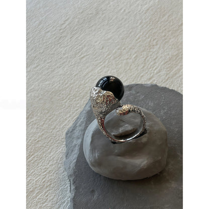Abstract River Design Matte Silver Adjustable Ring（副本）