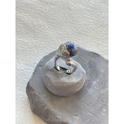 Abstract River Design Matte Silver Adjustable Ring（副本）