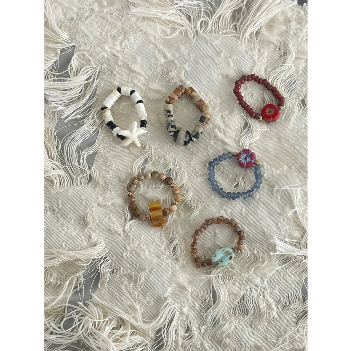 Picasso-Style Multicolor Gemstone Stretchable Ring