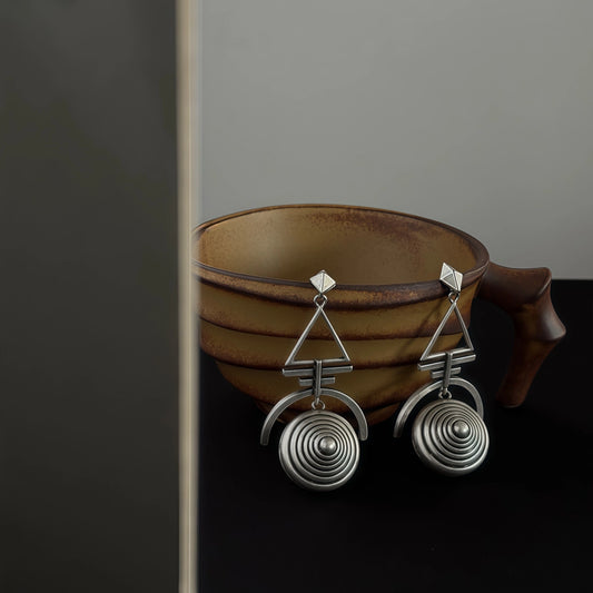 Pyramid (Earth Energy) & Sky Star Drop Earrings - Focus & Balance