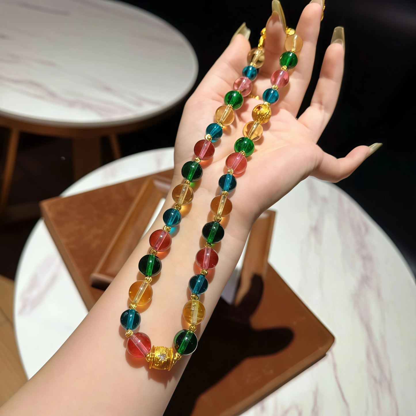 Rainbow Glass Sun Necklace