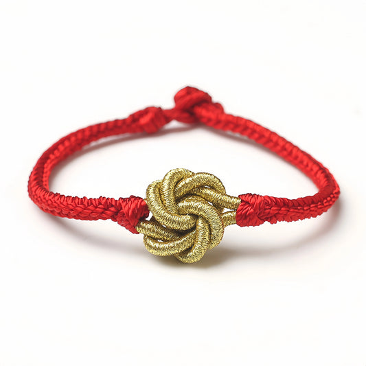 Red thread gold wire mandala bracelet spiritual protection jewelry for modern women - Mulstio