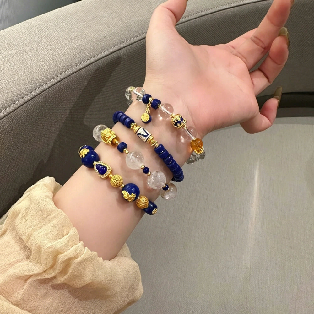 Lapis Lazuli Empowerment Bracelet with Natural Crystals for Wisdom Strength and Clarity Women's Crystal Healing Jewelry by Mulstio