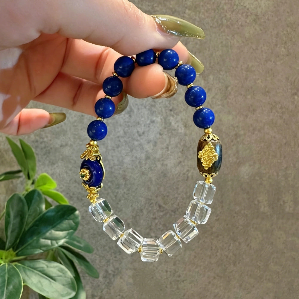 Lapis Lazuli Empowerment Bracelet with Natural Crystals for Wisdom Strength and Clarity Women's Crystal Healing Jewelry by Mulstio