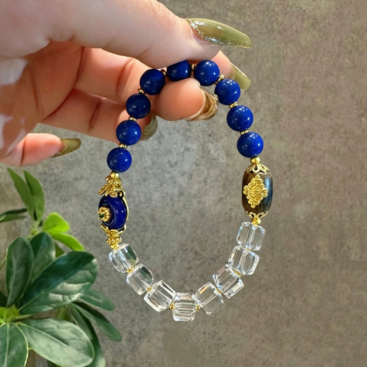 Lapis Lazuli Empowerment Bracelet with Natural Crystals for Wisdom Strength and Clarity Women's Crystal Healing Jewelry by Mulstio