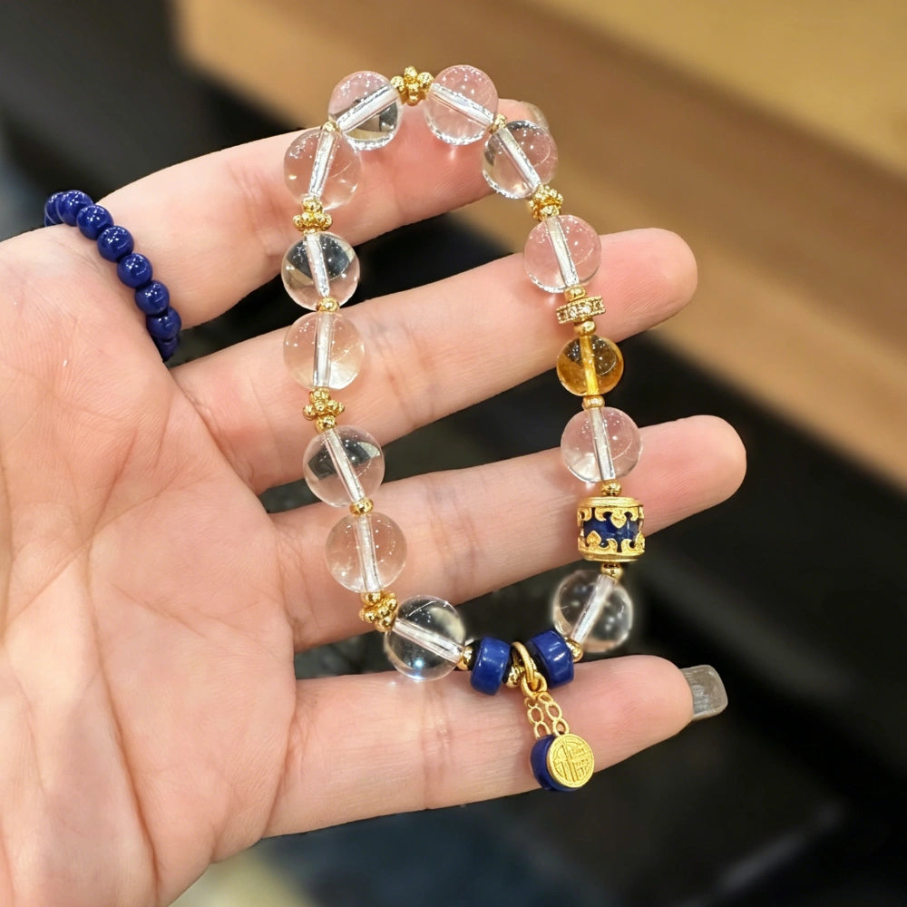 Lapis Lazuli Empowerment Bracelet with Natural Crystals for Wisdom Strength and Clarity Women's Crystal Healing Jewelry by Mulstio