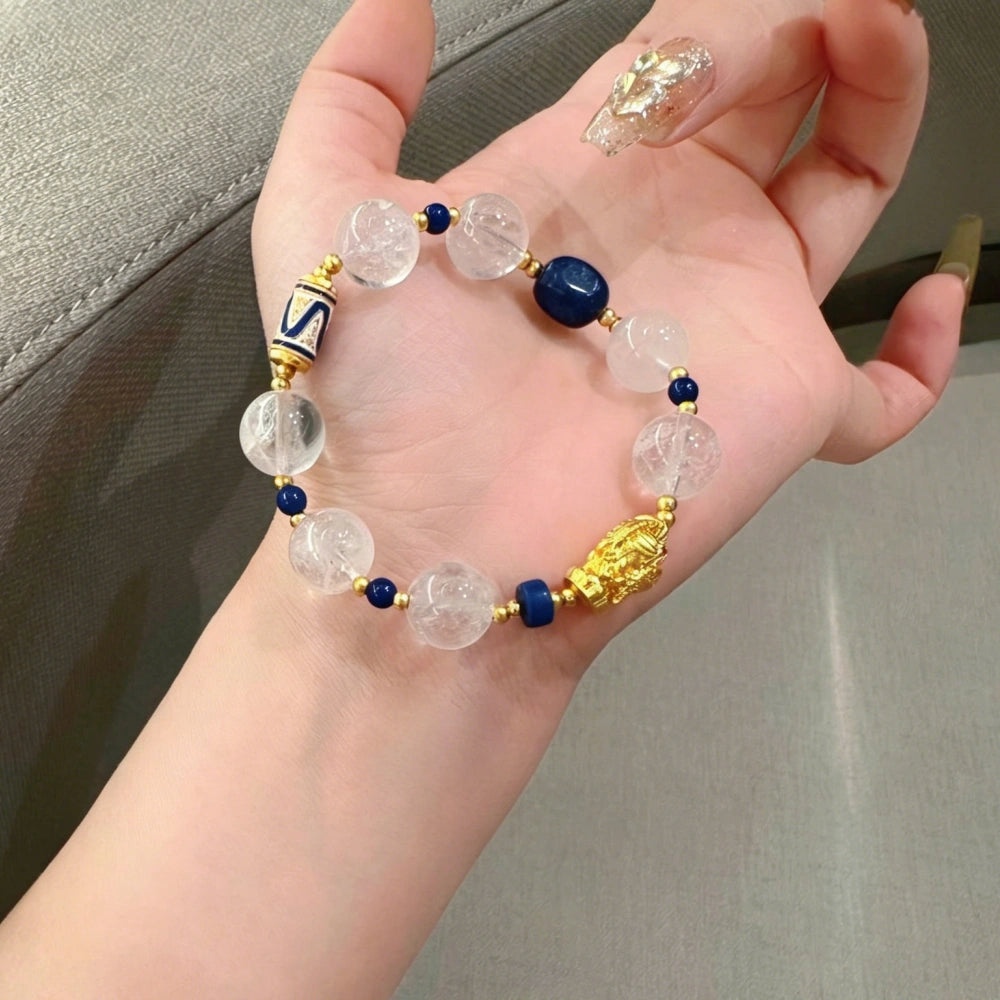 Lapis Lazuli Empowerment Bracelet with Natural Crystals for Wisdom Strength and Clarity Women's Crystal Healing Jewelry by Mulstio