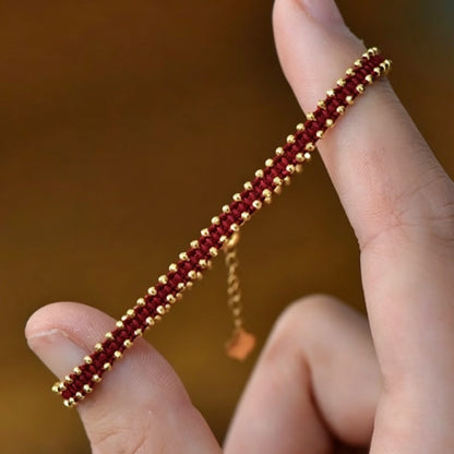 Handmade Red String Bracelet Gold Beaded Starry Sky Empowering Protection Jewelry