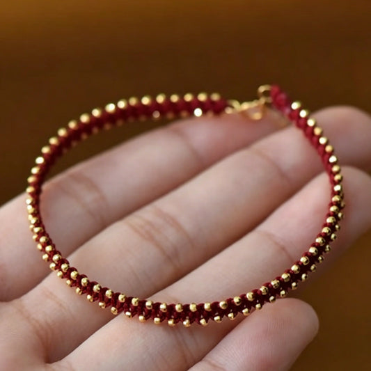 Handmade Red String Bracelet Gold Beaded Starry Sky Empowering Protection Jewelry
