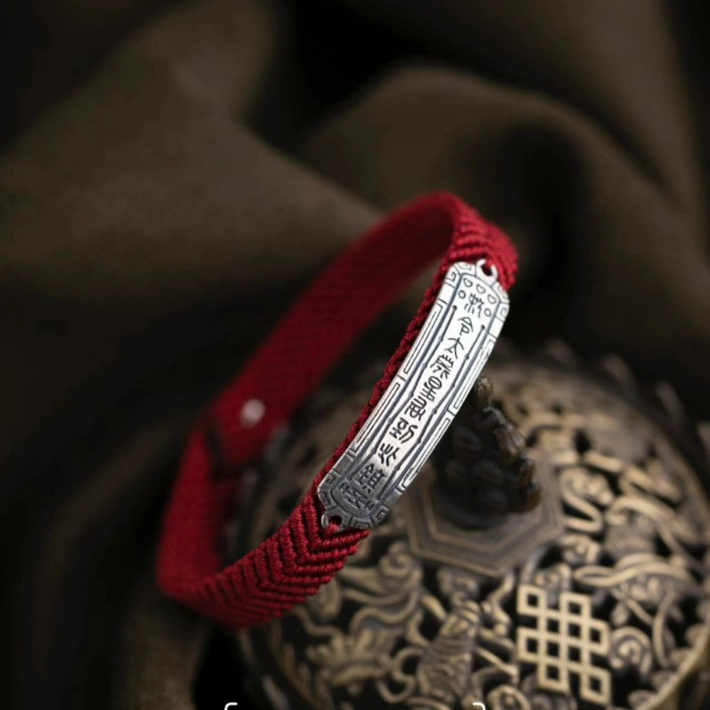 Handmade Red Braided Bracelet Silver Talisman Suisui Plaque Protection Jewelry for Women