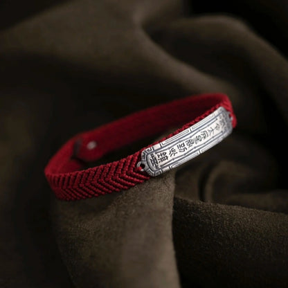 Handmade Red Braided Bracelet Silver Talisman Suisui Plaque Protection Jewelry for Women