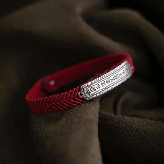 Handmade Red Braided Bracelet Silver Talisman Suisui Plaque Protection Jewelry for Women