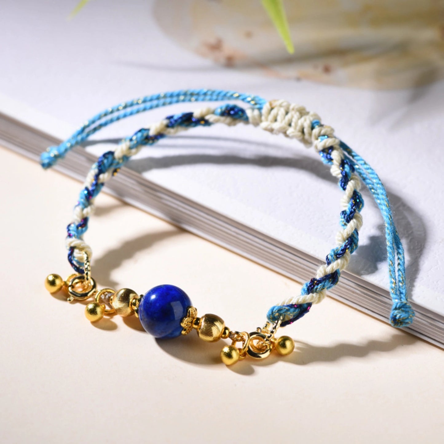 Handmade Braided Red Nanhong Agate & Blue Lapis Lazuli Empowerment Bracelet Mulstio Heritage Collection