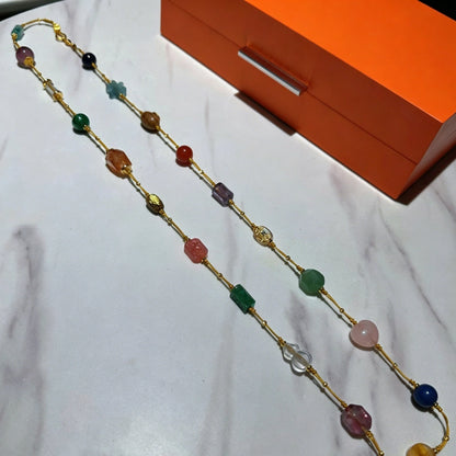 Mulstio Harmony Multi Gemstone Necklace Handcrafted Weaved Healing Crystal Necklace for Spiritual Empowerment