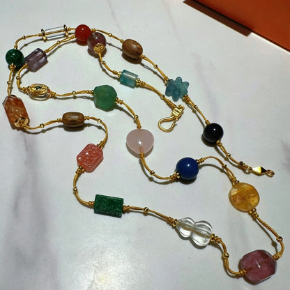 Mulstio Harmony Multi Gemstone Necklace Handcrafted Weaved Healing Crystal Necklace for Spiritual Empowerment