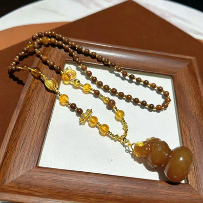 Mulstio Caramel Gourd Sandalwood Necklace Empowering Vintage Talisman for Modern Women