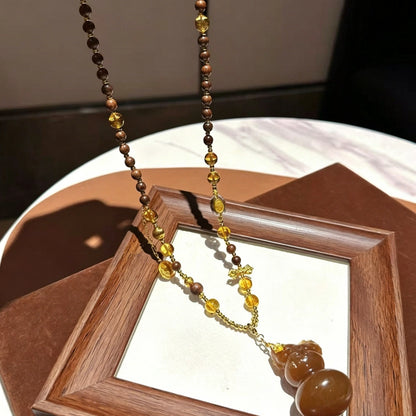 Mulstio Caramel Gourd Sandalwood Necklace Empowering Vintage Talisman for Modern Women