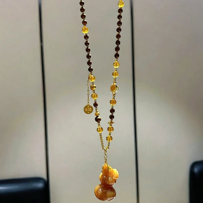Mulstio Caramel Gourd Sandalwood Necklace Empowering Vintage Talisman for Modern Women