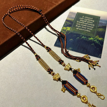 Mulstio Auspicious Cloud Lock Necklace Hand-Woven Copper Alloy Empowering Retro Jewelry