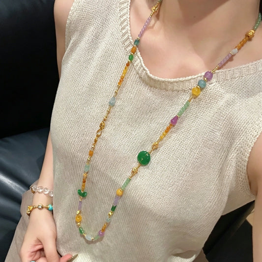 Mulstio Modern Oriental Crystal Necklace Multi Strand Bracelet for Emotional Balance and Abundance