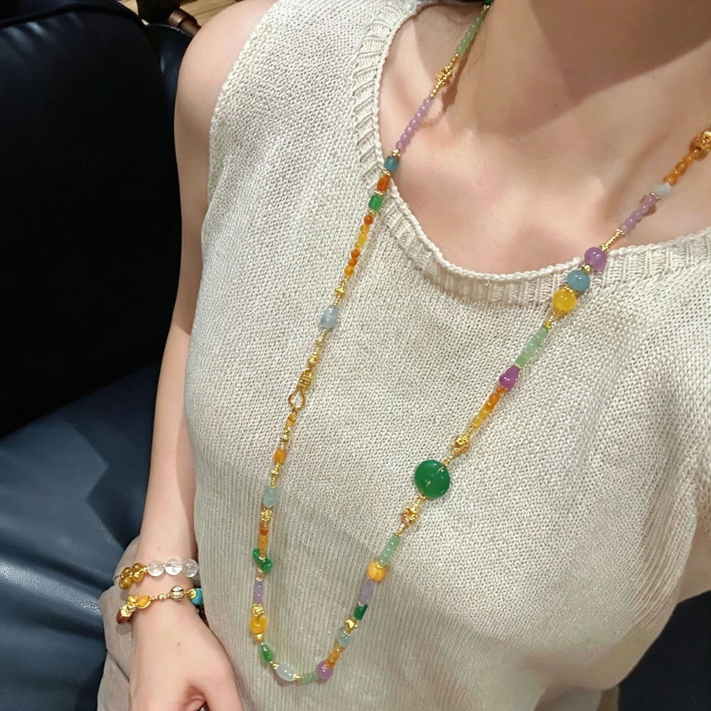 Mulstio Modern Oriental Crystal Necklace Multi Strand Bracelet for Emotional Balance and Abundance
