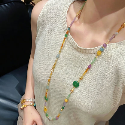 Mulstio Modern Oriental Crystal Necklace Multi Strand Bracelet for Emotional Balance and Abundance