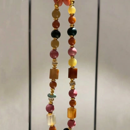 Vintage Agate and Rhodonite Empowering Necklace Handcrafted Multi Gemstone Jewelry for Modern Women Confidence