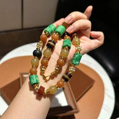 Modern Empowerment Agate Necklace Geometric Mixed Stone Healing Jewelry for Independent Women