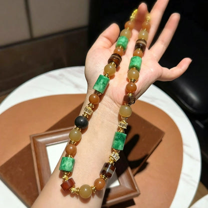 Modern Empowerment Agate Necklace Geometric Mixed Stone Healing Jewelry for Independent Women
