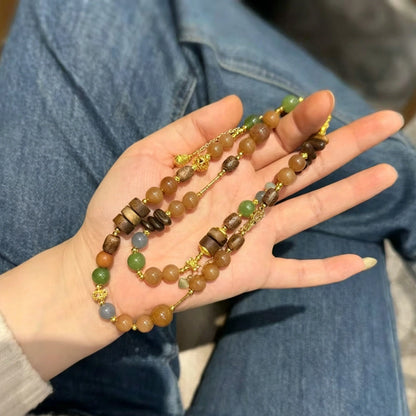 Vintage Multi Gemstone Beaded Necklace Healing Quartz Empowerment Jewelry for Women
