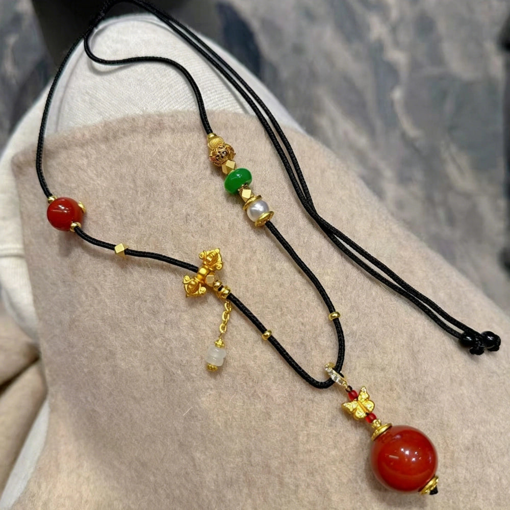 Mulstio Natural Southern Red Agate Empowering Necklace for Vitality and Inner Peace